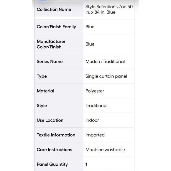 Style 84.0-in Blue Geometric Light filtering Grommet Single curtain panel - Picture 7 of 9